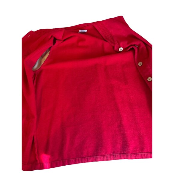 Womens Sea Breeze USA Medium Pre Shrunk Cotton Vest Button Up Red Pockets VTG - Picture 7 of 9